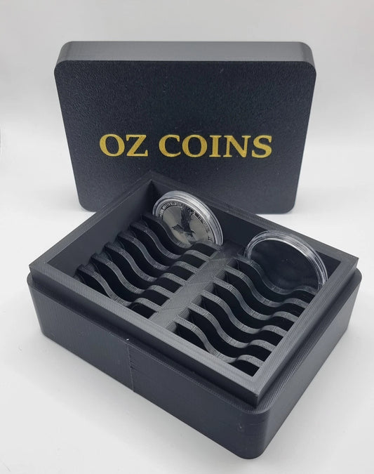 1oz Silver Coin Storage Box – 41mm Capsules, Stackable